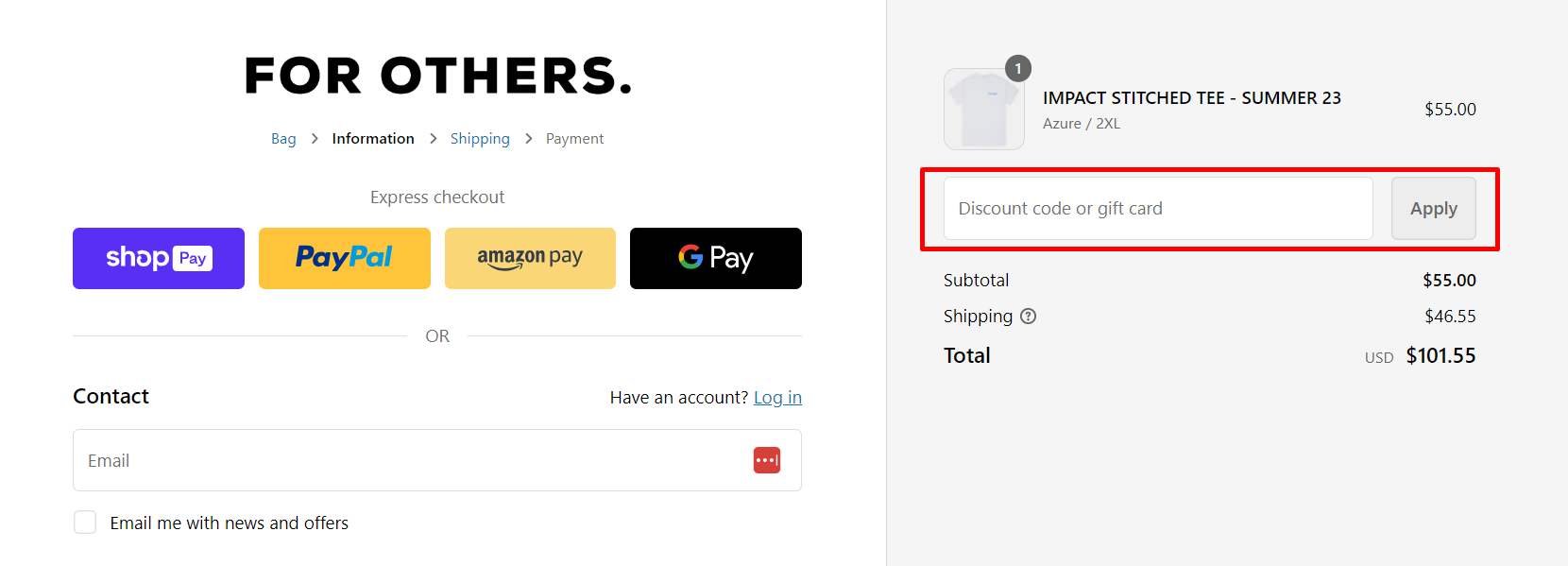 How do I use my For Others discount code?