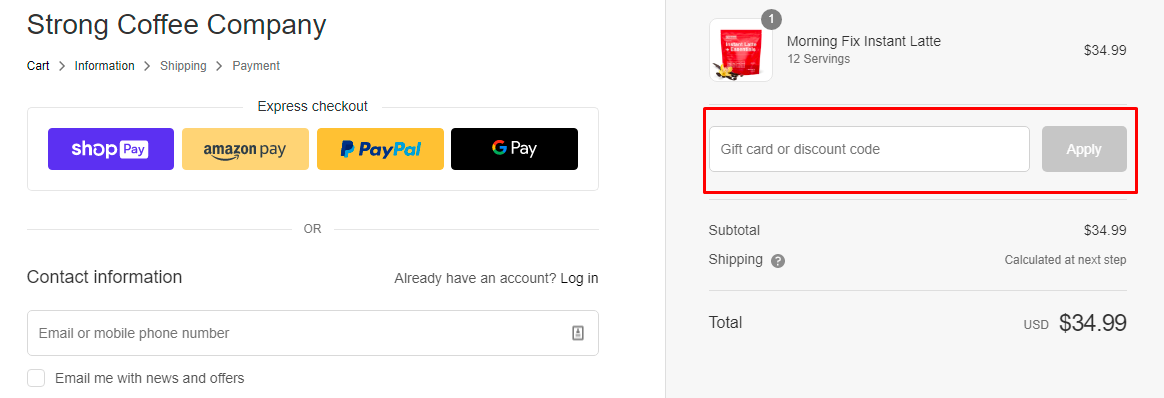 How do I use my Strong Coffee Company discount code?