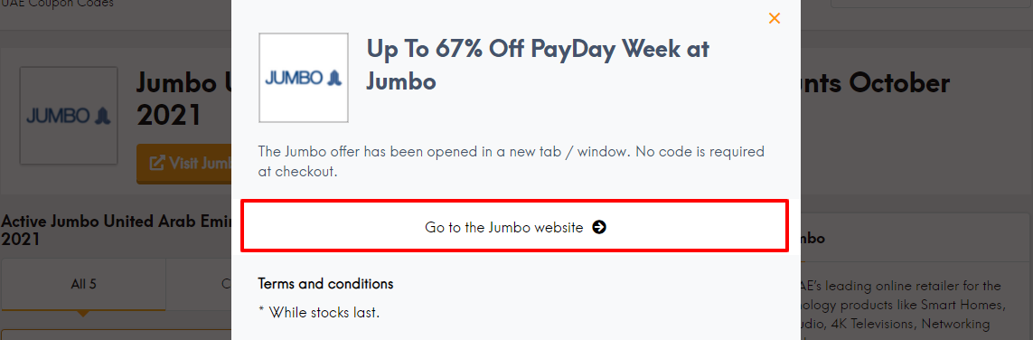 Jumbo Offer code lc ae