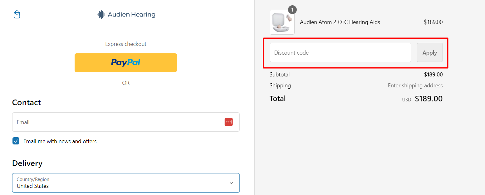 How do I use my Audien Hearing discount code?