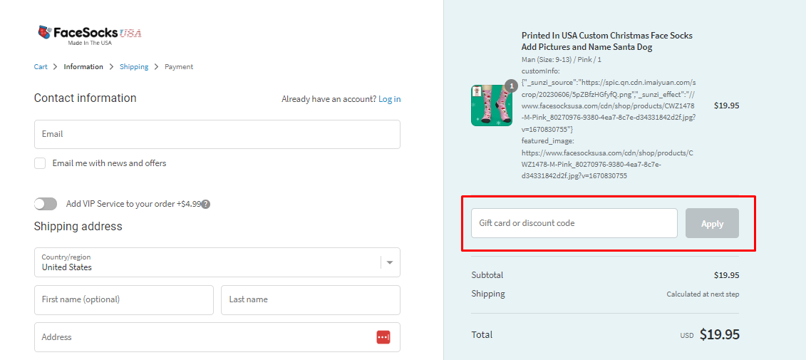How do I use my FaceSocksUSA discount code?