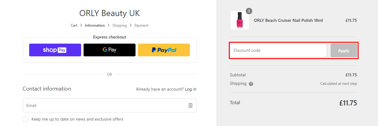 How do I use my Orly coupon code?