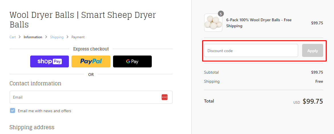 How do I use my Smart Sheep dryer balls discount code?