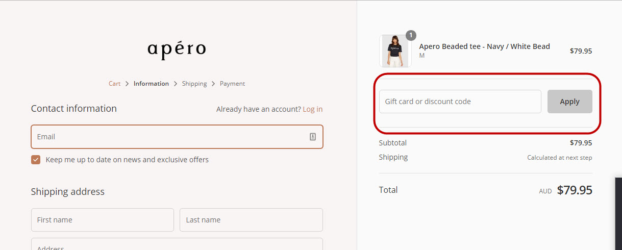 How do I use my apero label discount code