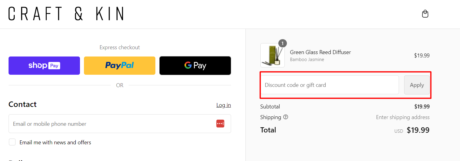 How do I use my Craft & Kin coupon code?