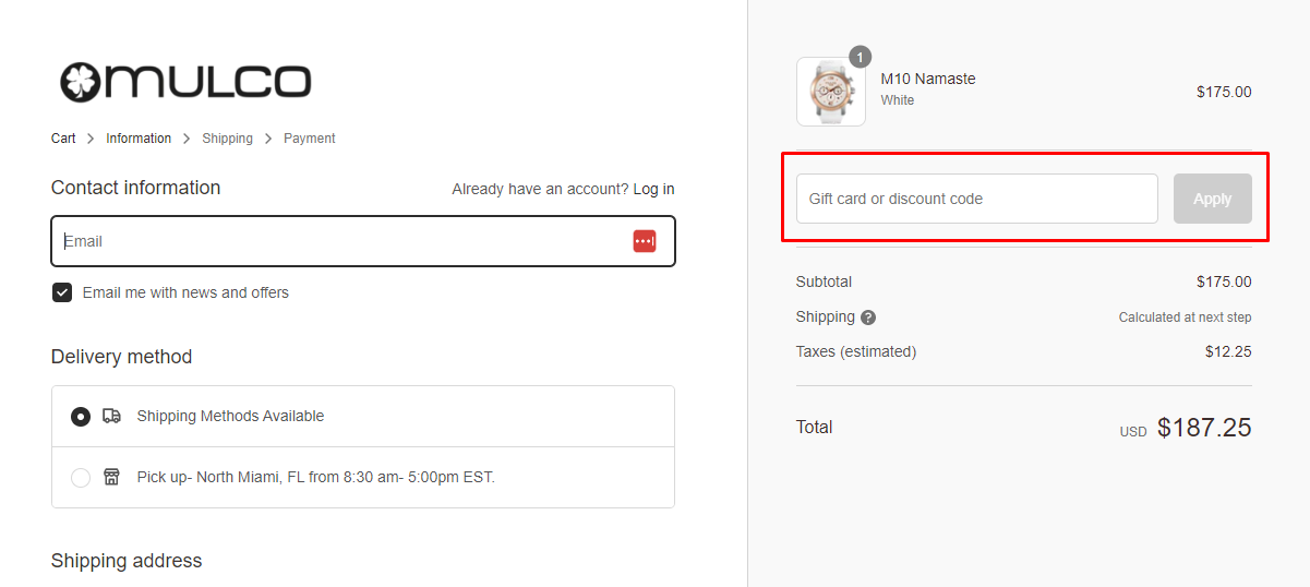 How do I use my Mulco discount code?