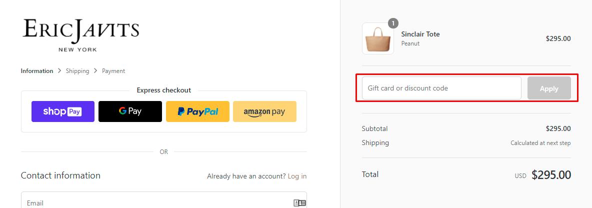 How do I use my Eric Javits discount code?