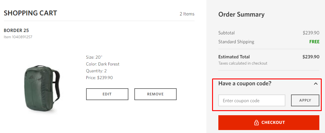 How do I use my Gregory coupon code?