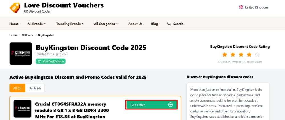 Page where you copy a BuyKingston offer