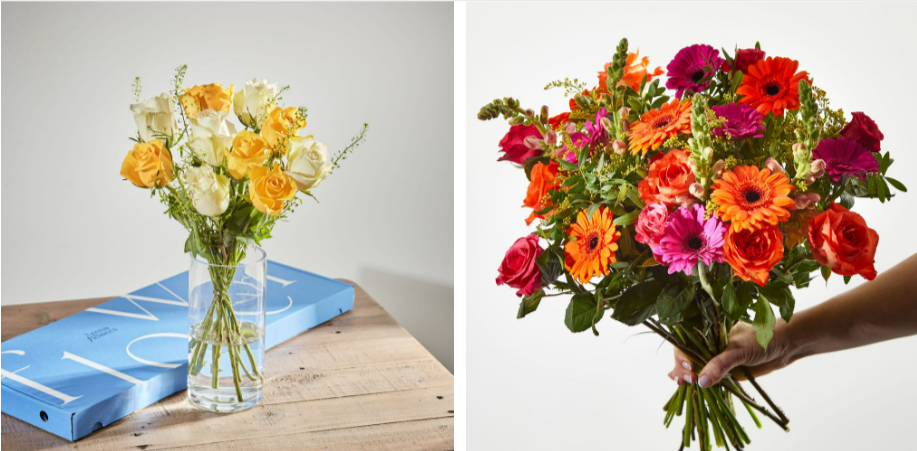 Flower arrangements from Arena Flowers on display