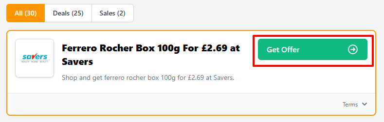 A Savers offer for customers to use to save money
