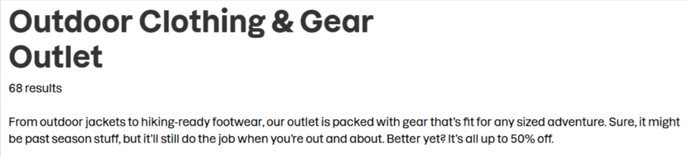 The Berghaus outlet page banner from their website. 
