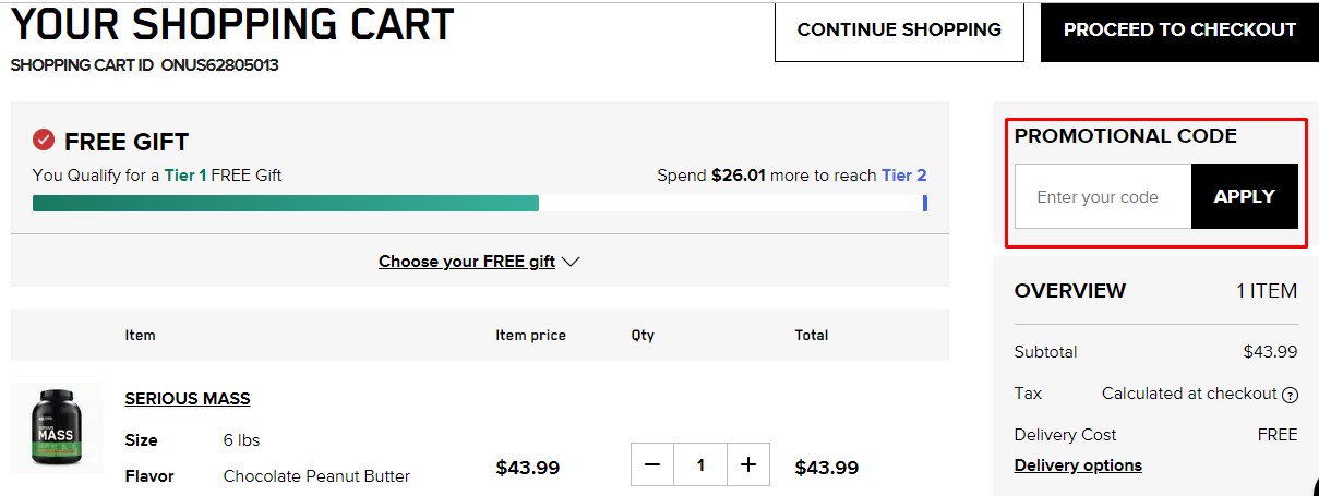 How do I use my Optimum Nutrition promotional code?