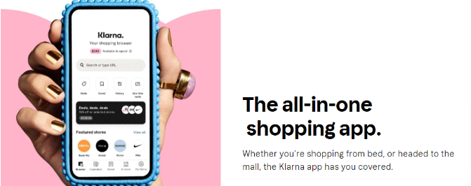 Klarna app is showing on a cellphone screen