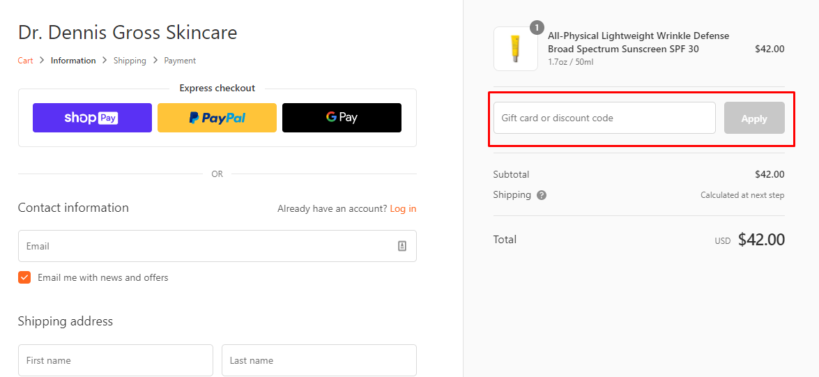 How do I use my Dr Dennis Gross discount code?