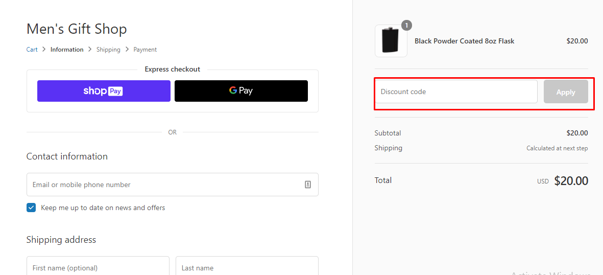 How do I use my Men'sGiftShop.com discount code?