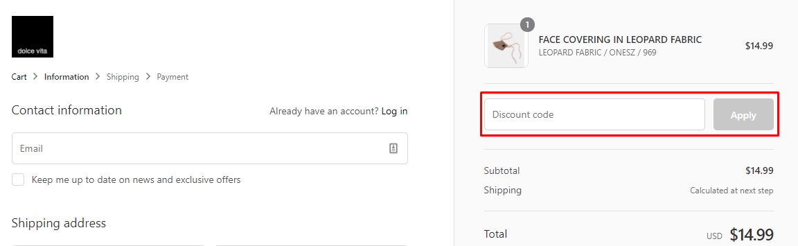 How do I use my Dolce Vita discount code?