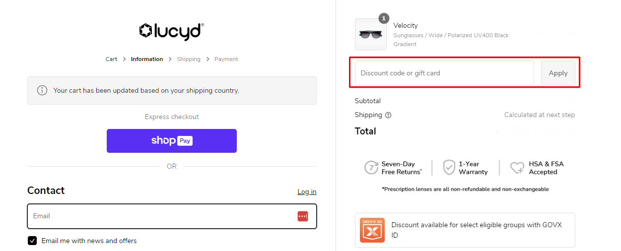 How do I use my lucyd coupon code?