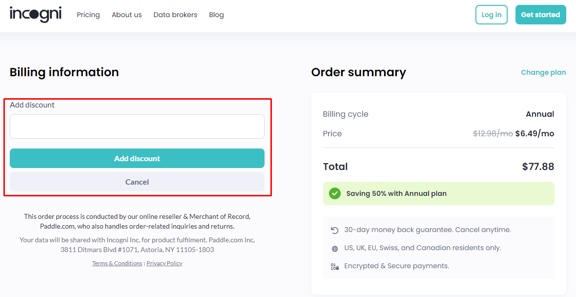 How do I use my Incogni discount code?