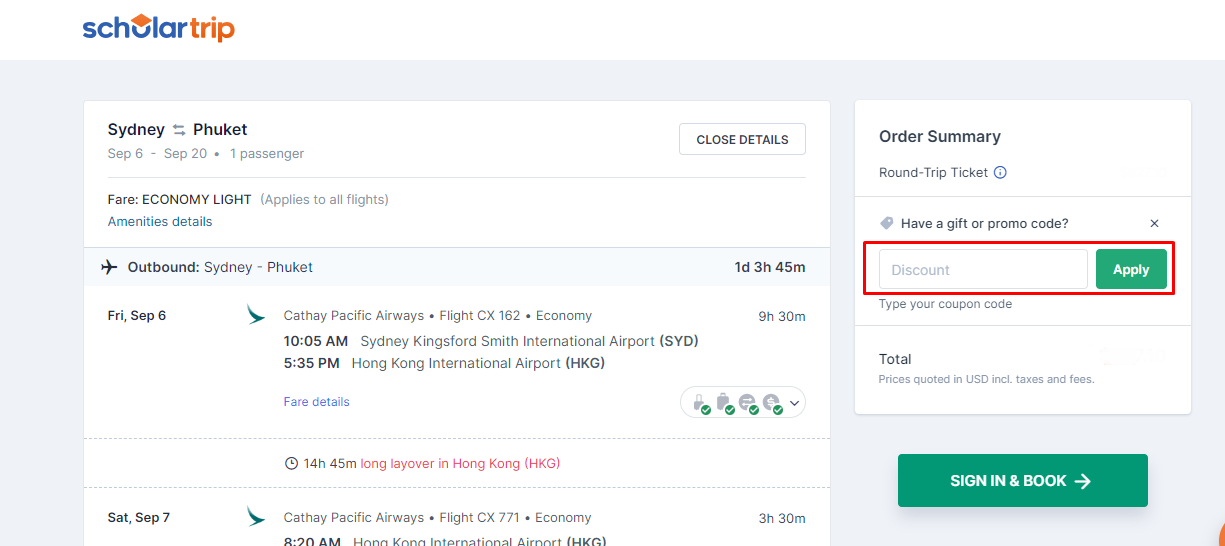 How do I use my ScholarTrip discount code?