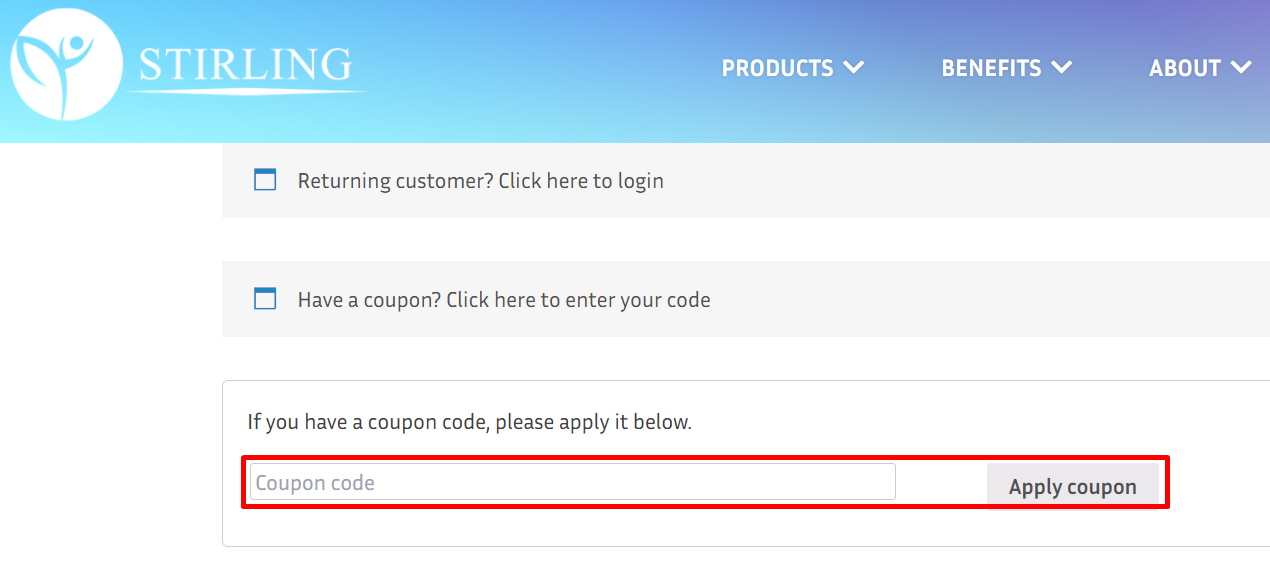 How do I use my Stirling CBD coupon code?