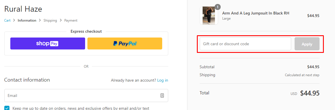 How do I use my Rural Haze discount code?