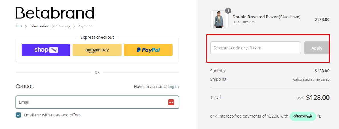 How do I use my Betabrand discount code?