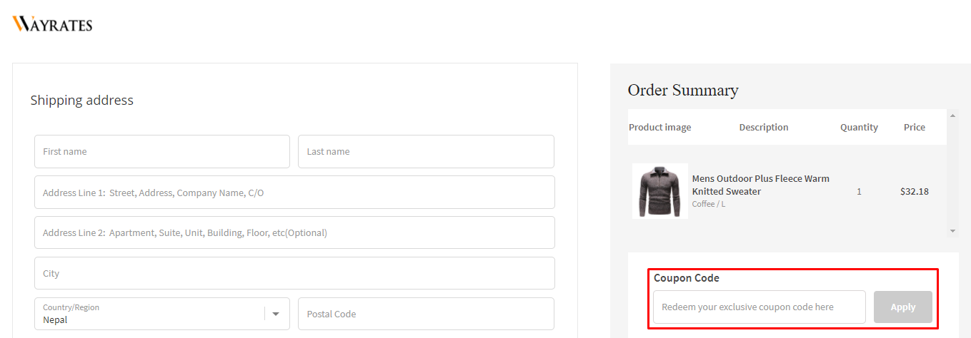 How do I use my Wayrates coupon code?