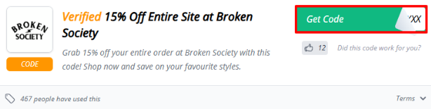 A red box will reveal a Broken Society discount code