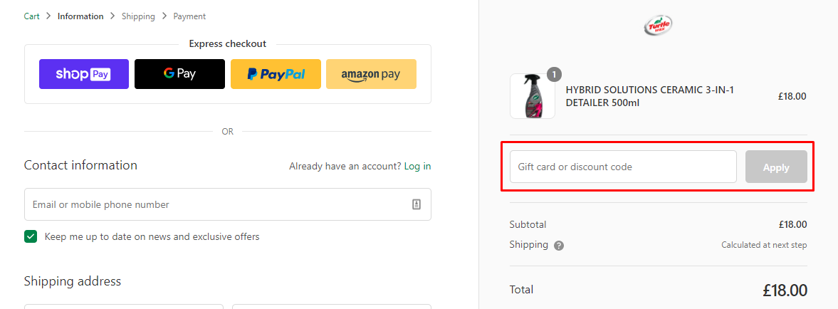 How do I use my Turtle Wax discount code?