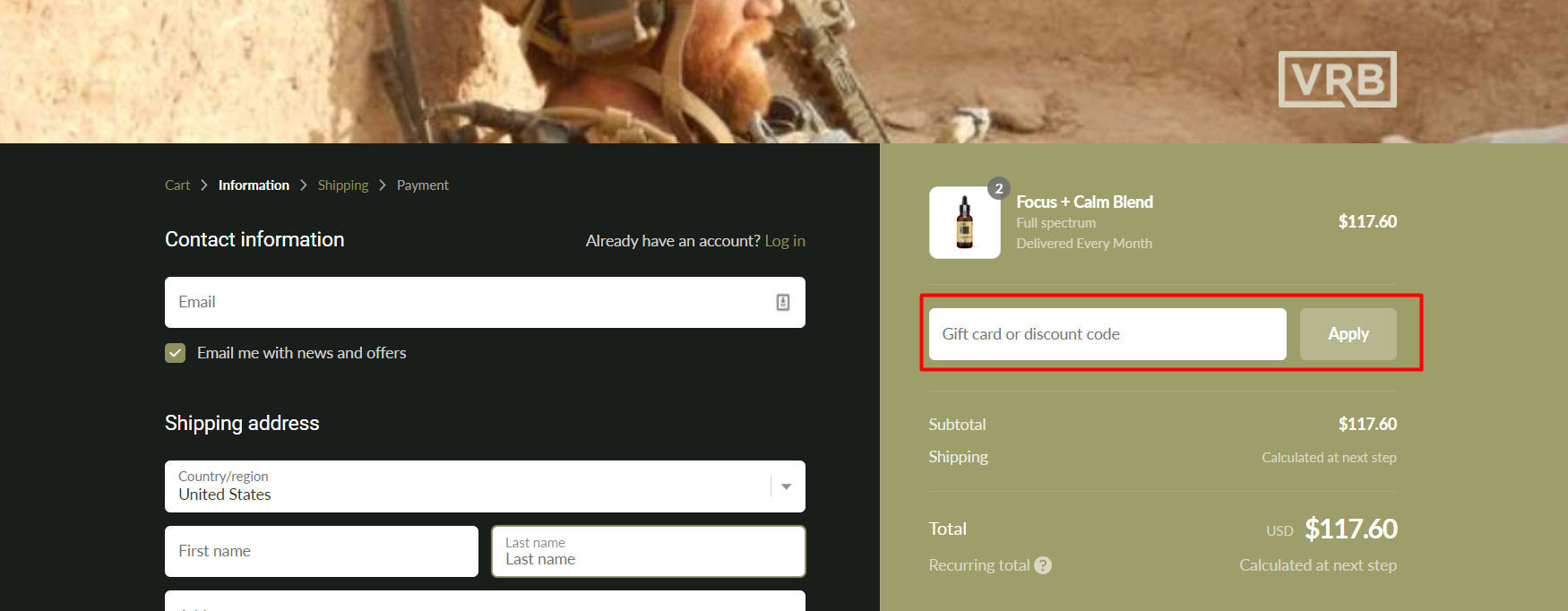 How do I use my VRB discount code?