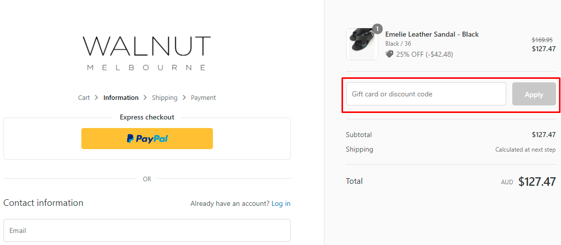 How do I use my Walnut Melbourne discount code?