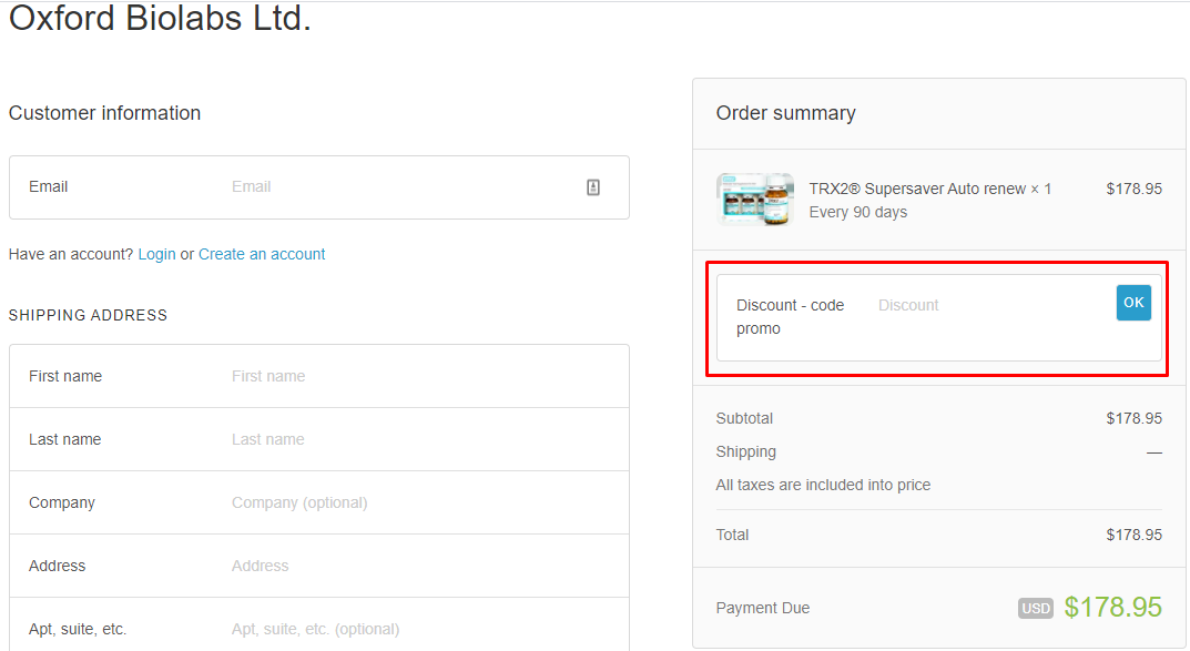 How do I use my Oxford Biolabs discount code?