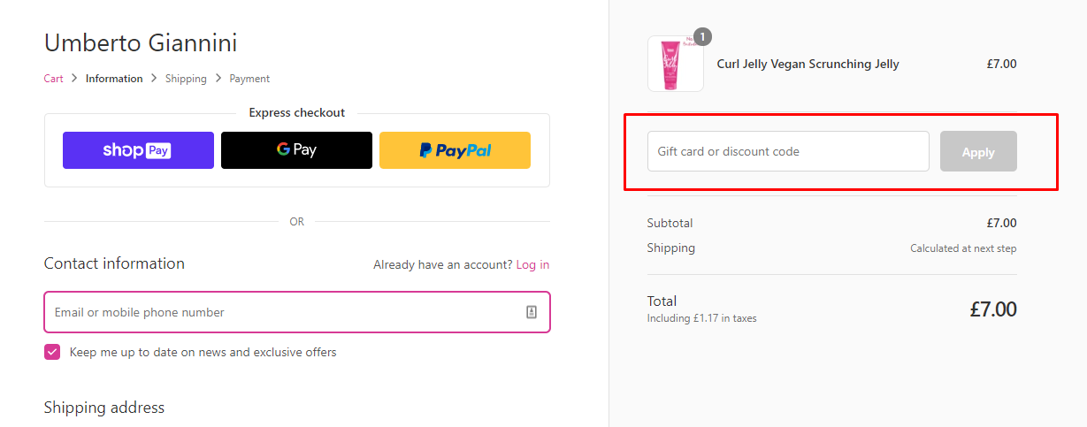 How do I use my Umberto Giannini Discount code?