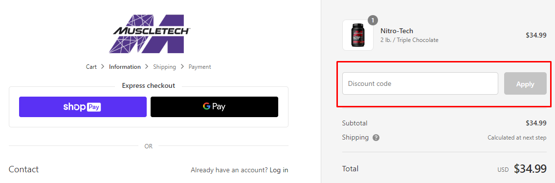 How do I use my Muscletech discount code?