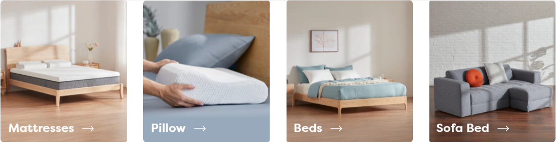 a picture showing the different categories you can shop in at Ecosa