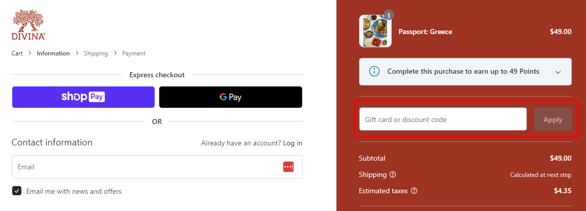 How do I use my DIVINA discount code?
