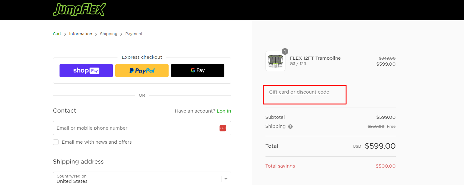 How do I use my Jumpflex discount code?