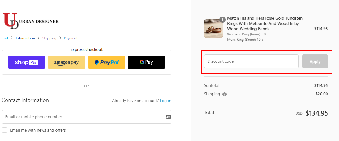 How do I use my Urban Designer discount code?