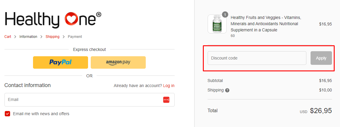 How do I use my Healthy One discount code?