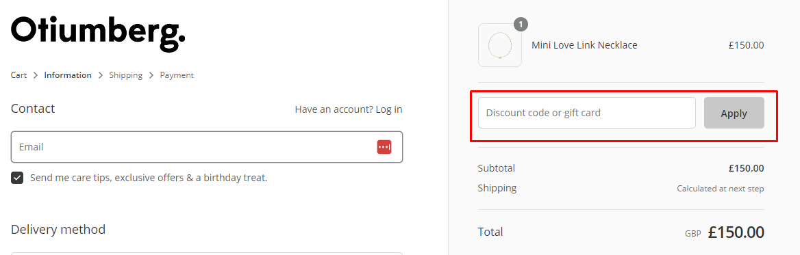 How do I use my Otiumberg discount code?
