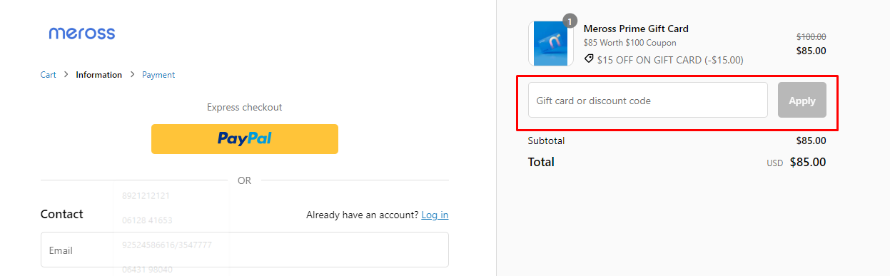 How do I use my Meross discount code?