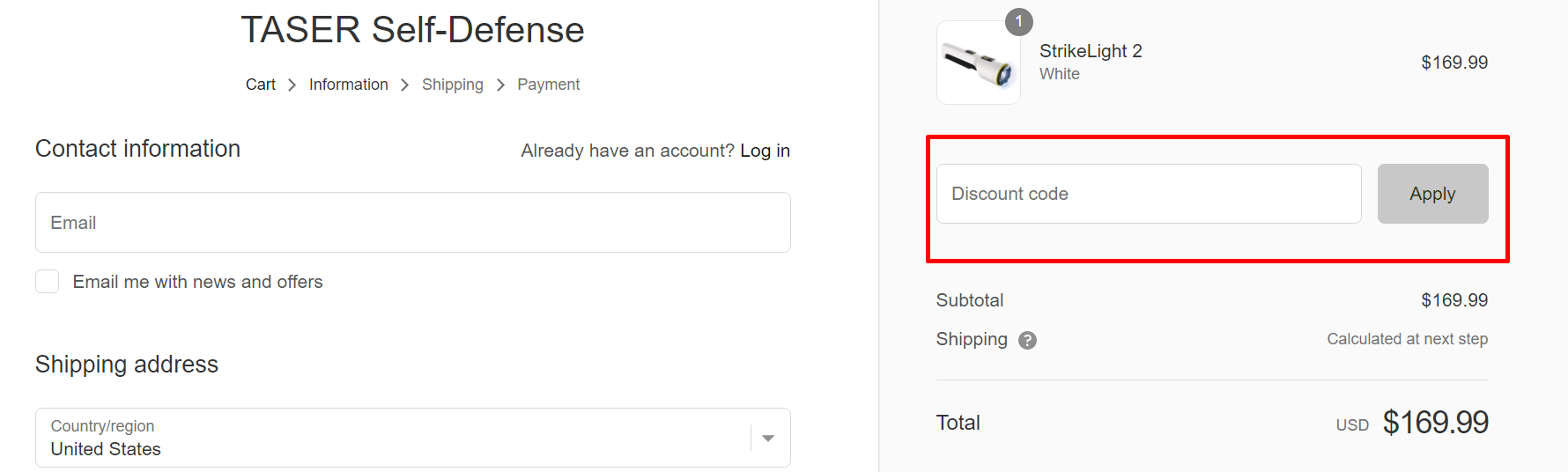 How do I use my TASER discount code?
