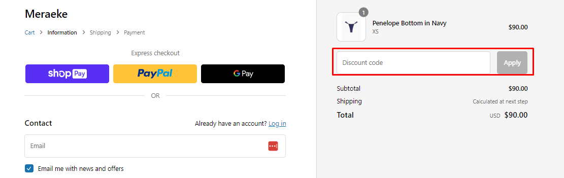 How do I use my Meraeke disocunt code?