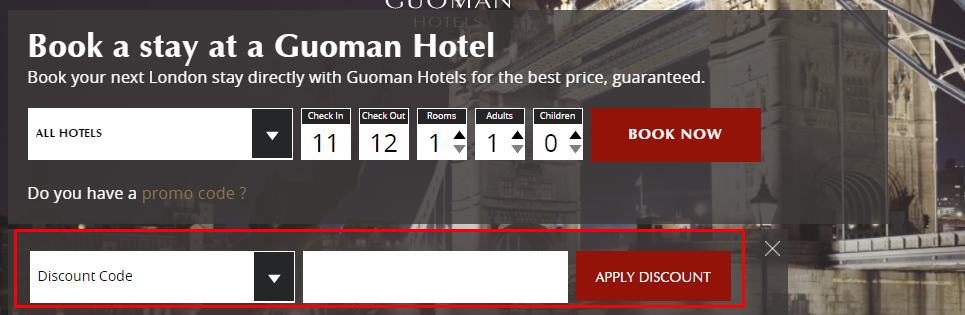 How do I use my Guoman Hotels promo code?