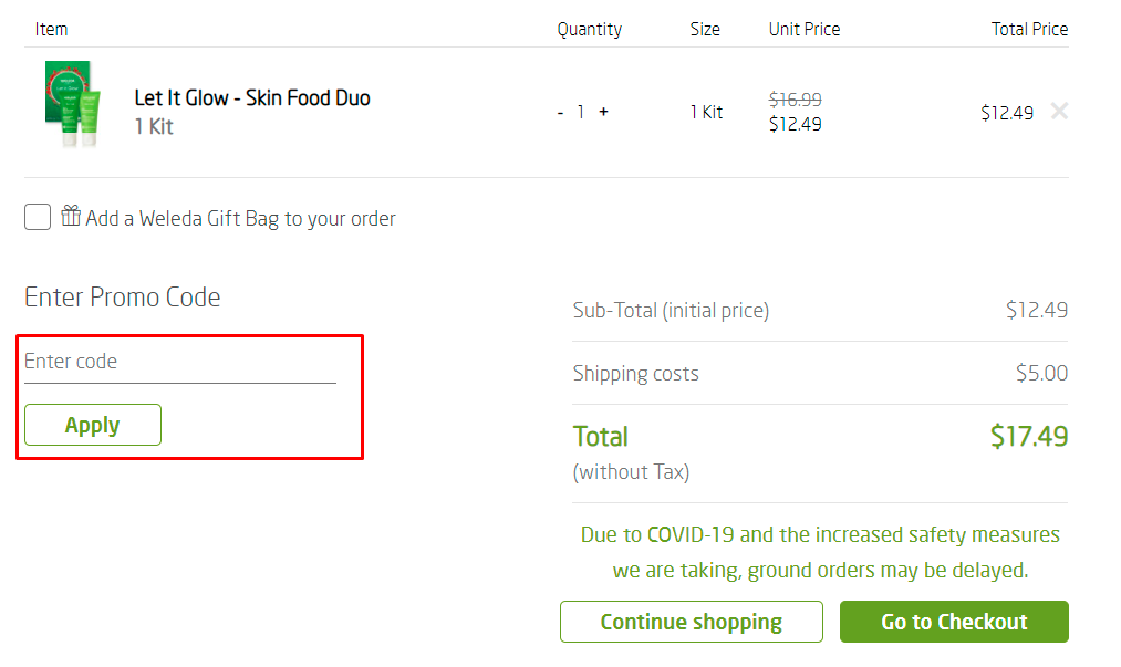 How do I use my Weleda promo code?