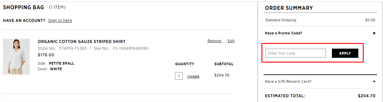 How do I use my Eileen Fisher promo code?