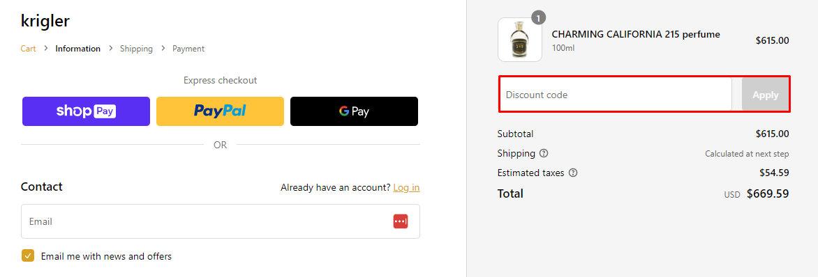 How do I use my Krigler discount code?