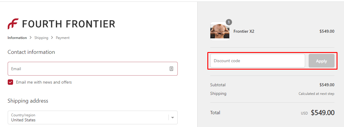 How do I use my Fourth Frontier discount code?