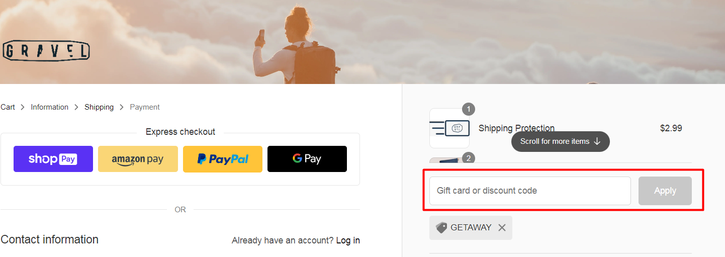How do I use my GRAVEL discount code?